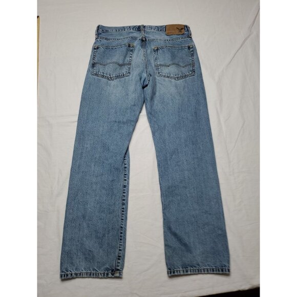 American Eagle Jeans Mens 30x28 Relaxed Straight Flex Distressed Denim Pants - Picture 10 of 12